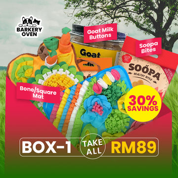 BarkeryOven Snuffle Mat Bundle Box 1 – Bone/Square Mat + Treats