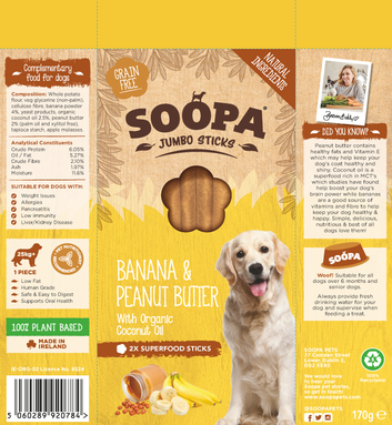 Soopa Jumbo Dental Chew Banana & Peanut Butter