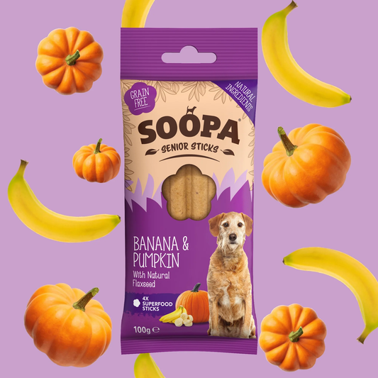 Soopa Dental Sticks - Banana, Pumpkin & Flaxseed (for Senior Dogs)