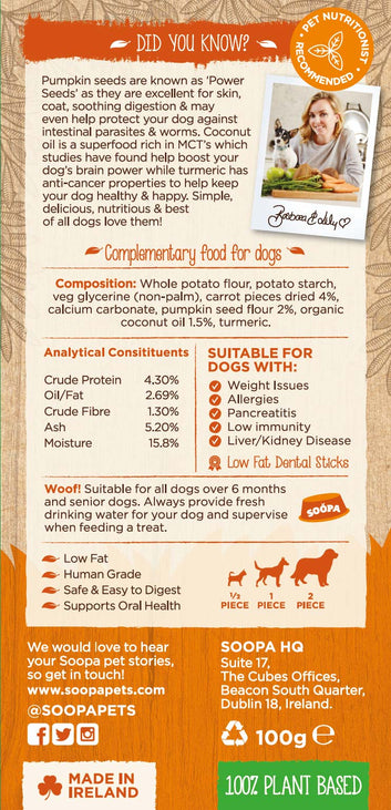 Soopa Dental Chew Carrot and Pumpkin (Sticks)