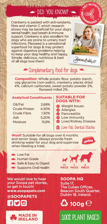 Soopa Dental Chew Cranberry & Sweet Potato